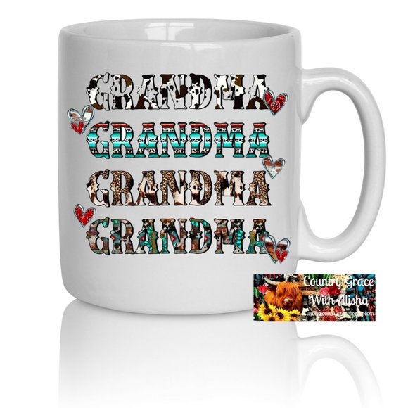 Grandma Western Handmade Sublimated 11oz Ceramic Coffee Mug - Picture 1 of 1